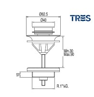 MEDIDAS VALVULA CLICK LAVABO TRES